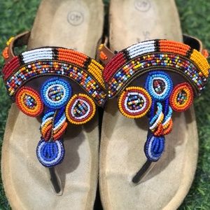 Fancy beautiful hand beaded design sandals.